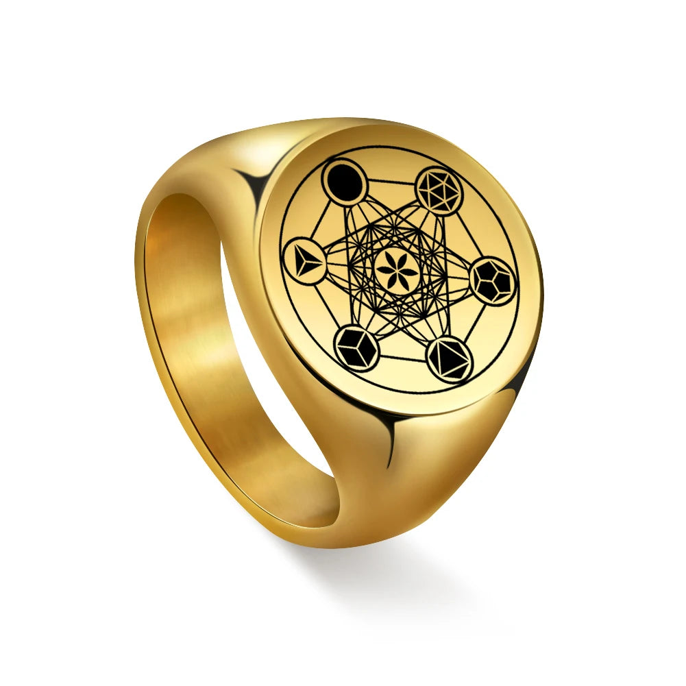 Archangel Metatron Angel of Life Seal Solomon Ring Men's Talisman Sacred Geometry