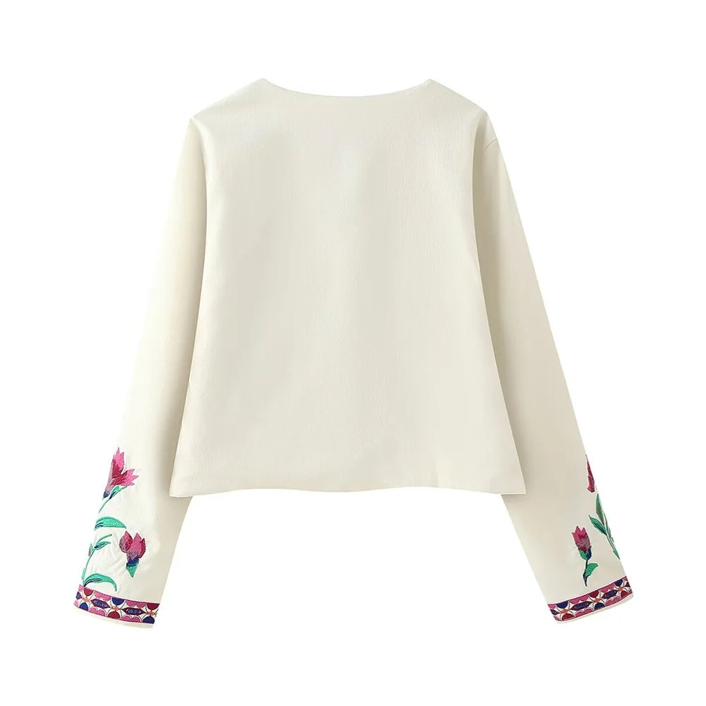 Lilium embroidered long sleeved shirt jacket