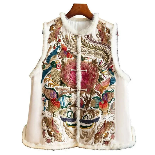 Light Luxury Retro Satin Vest Embroidery