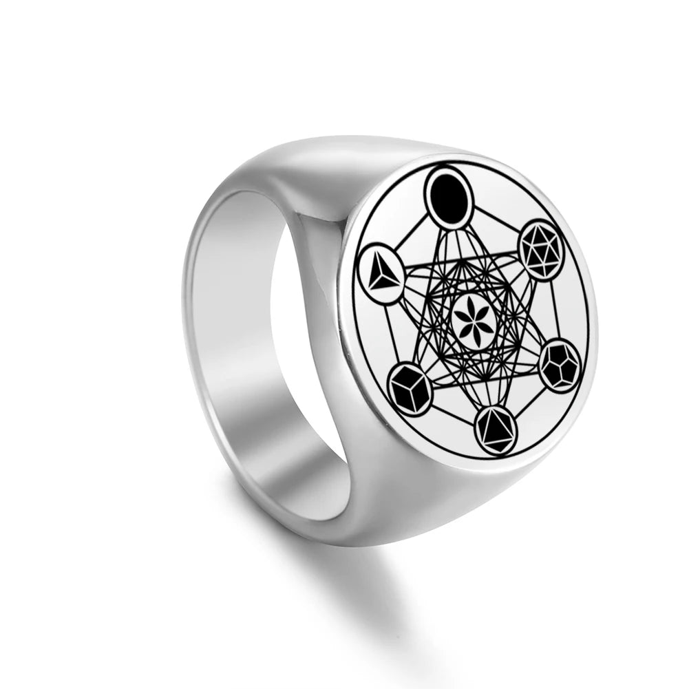 Archangel Metatron Angel of Life Seal Solomon Ring Men's Talisman Sacred Geometry