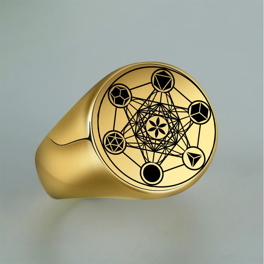 Archangel Metatron Angel of Life Seal Solomon Ring Men's Talisman Sacred Geometry