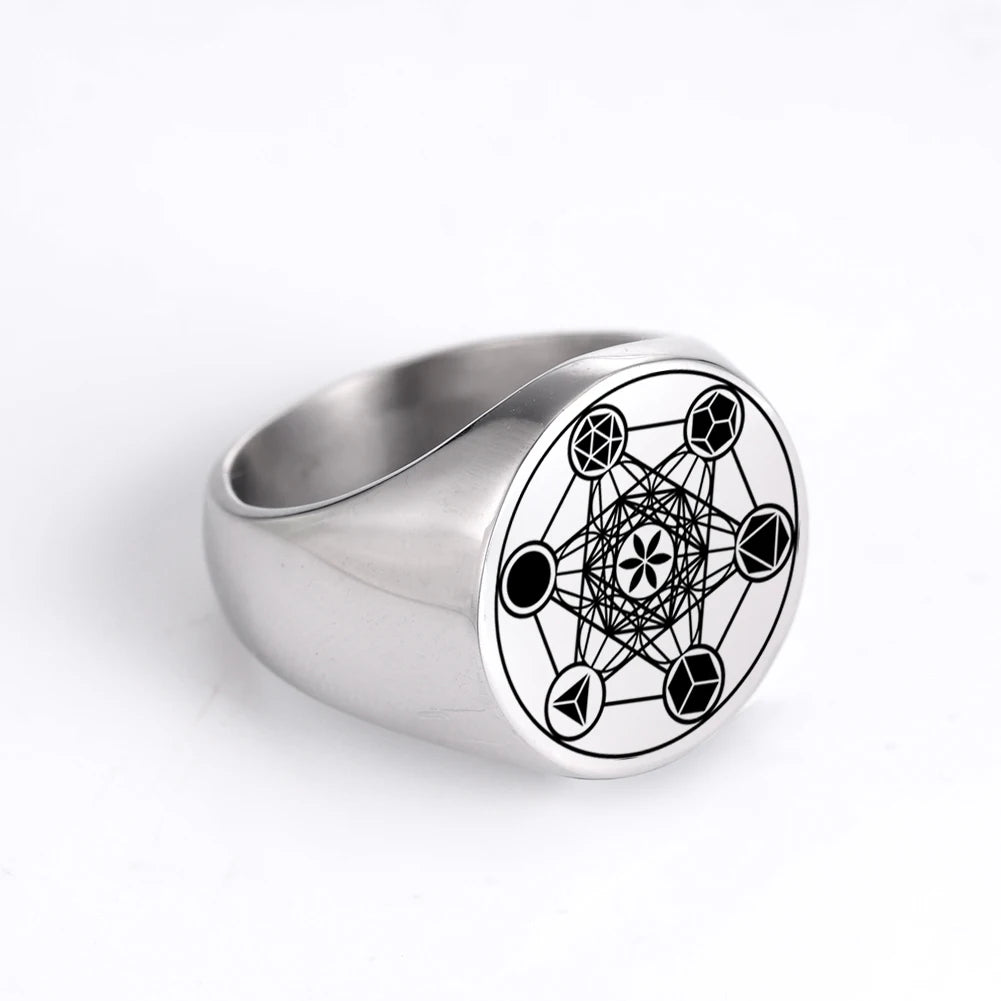 Archangel Metatron Angel of Life Seal Solomon Ring Men's Talisman Sacred Geometry