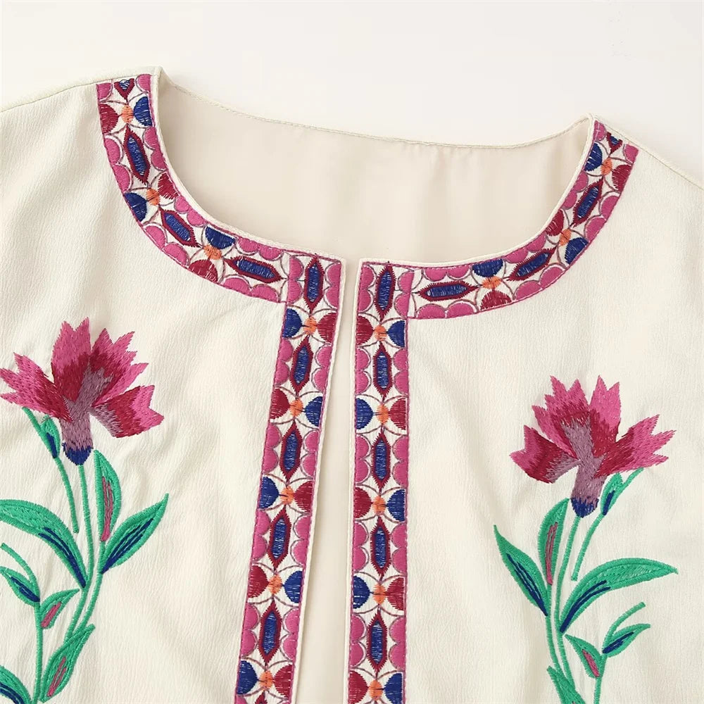 Lilium embroidered long sleeved shirt jacket