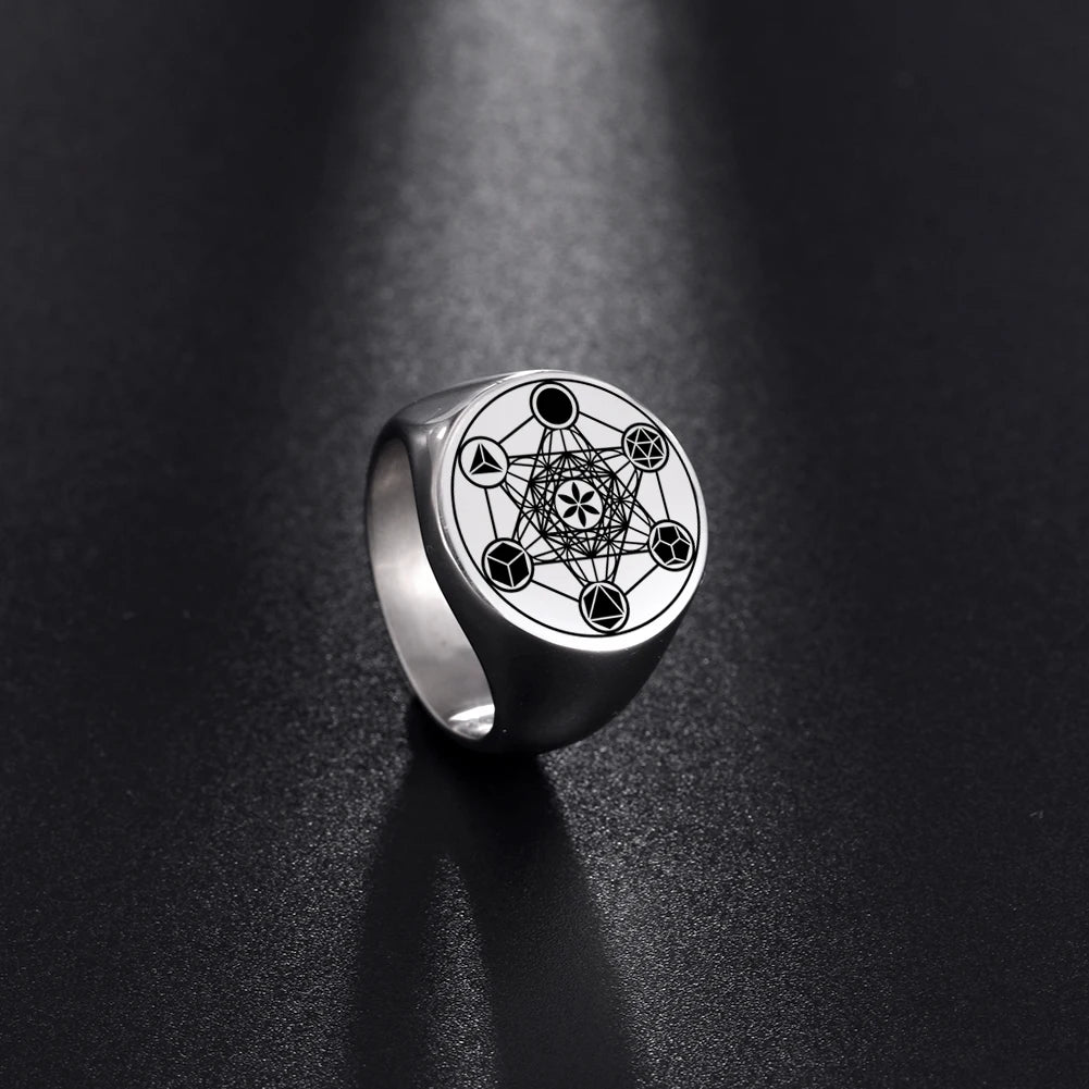 Archangel Metatron Angel of Life Seal Solomon Ring Men's Talisman Sacred Geometry