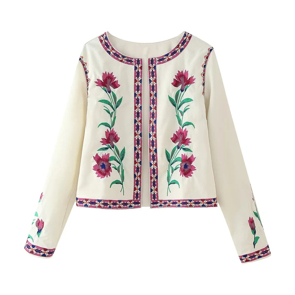 Lilium embroidered long sleeved shirt jacket