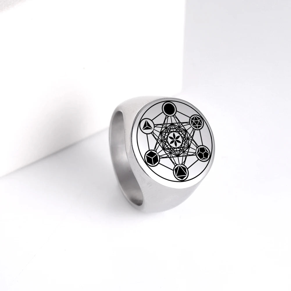 Archangel Metatron Angel of Life Seal Solomon Ring Men's Talisman Sacred Geometry